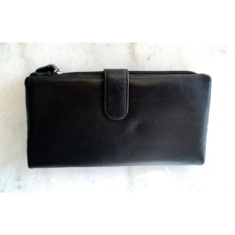 Ili New York Genuine Leather Smartphone Large RFID Wallet Clutch Black NWT New